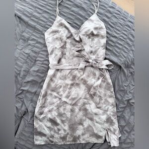 Abercrombie & Fitch Grey Tie Dye Satin Dress